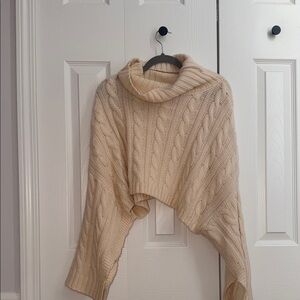 Steve Madden Beige Cable Knit Crop Turtleneck Sweater